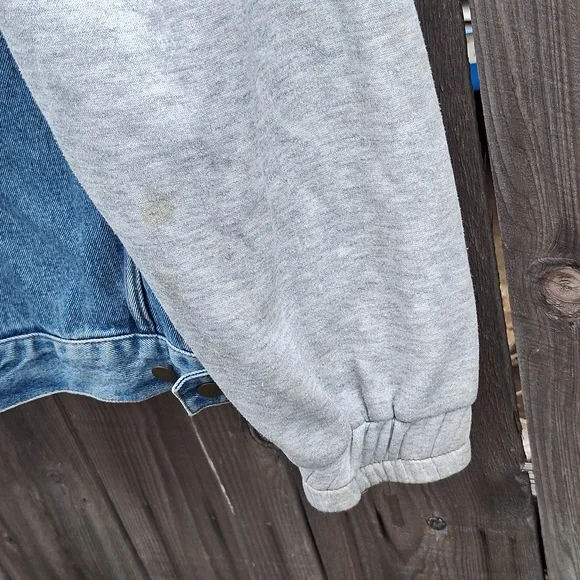 Rare VTG Looney Tunes Bugs Bunny Daffy Taz 1993 Hoodie Denim Jean Jacket 90s L - Picture 5 of 9